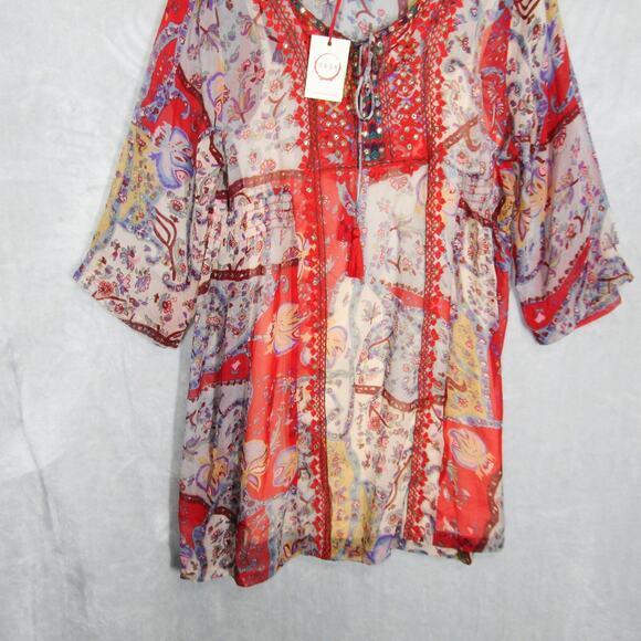 Raga Mini Dress Womens Small Embroidered Boho Flowy Peasant Tunic New NWT - Picture 6 of 14
